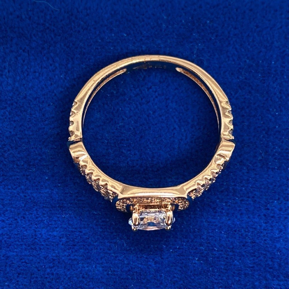 💛 925 Rose Gold Plated CZ Halo Ring - Picture 2 of 4